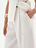 Pantalone bianco a palazzo con pinces