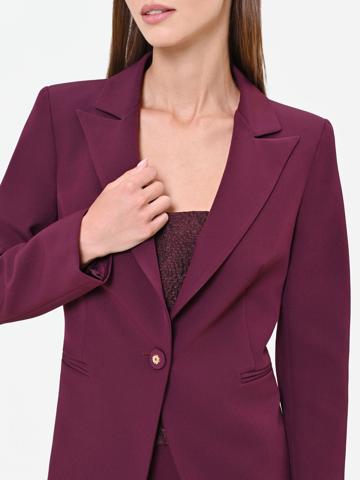 Giacca monopetto bordeaux rosso in tessuto tecnico