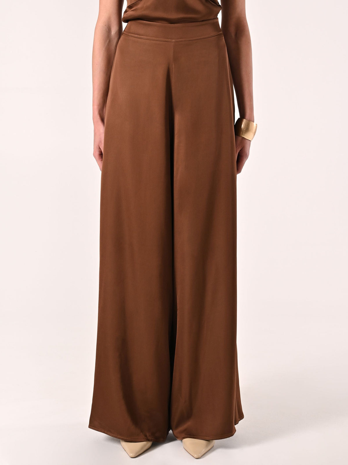 Pantaloni in Raso Marrone