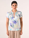 Blusa Curvy in Raso Fantasia Floreale