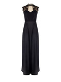 Abito lungo nero bustier in pizzo