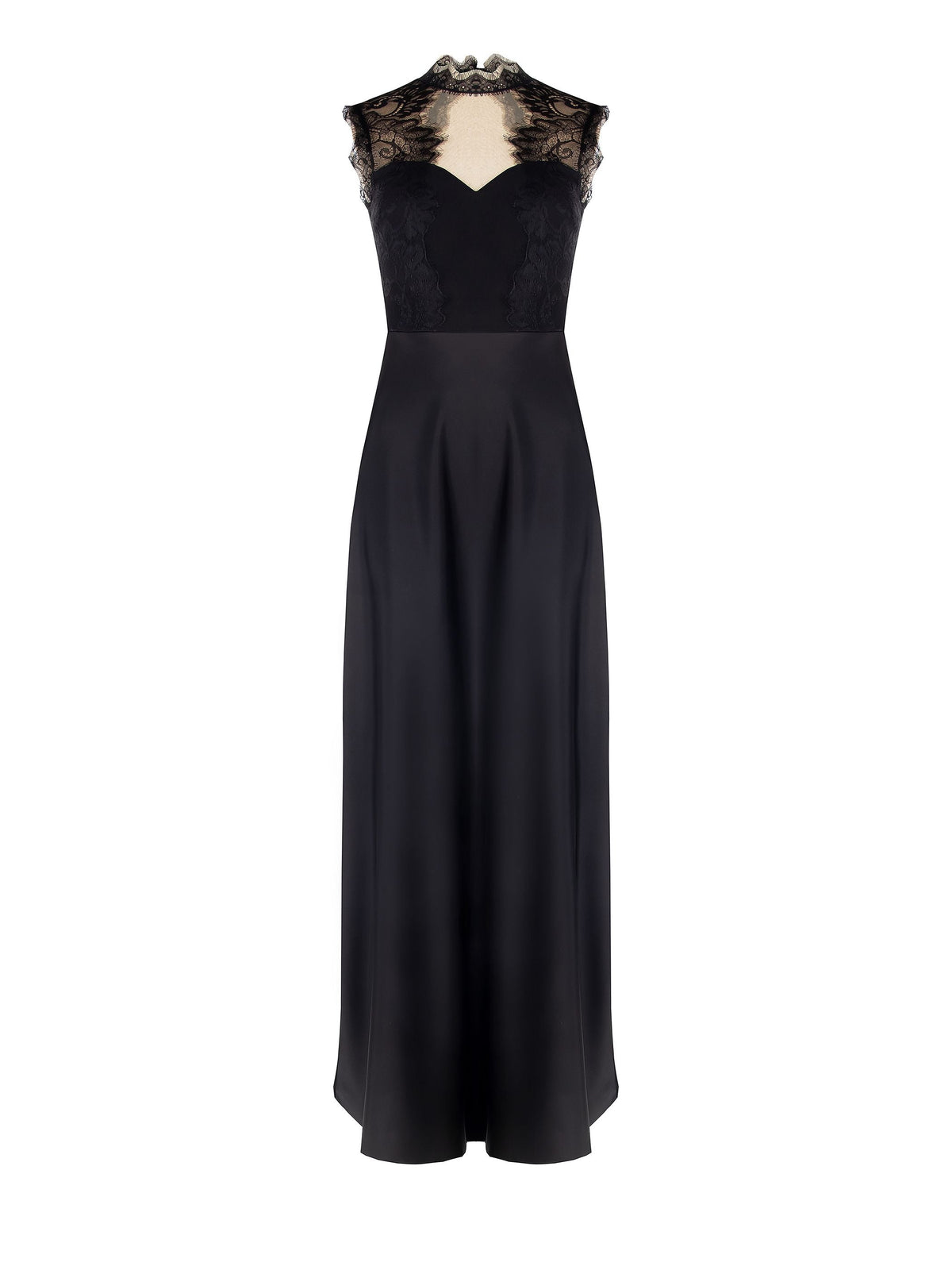 Abito lungo nero bustier in pizzo