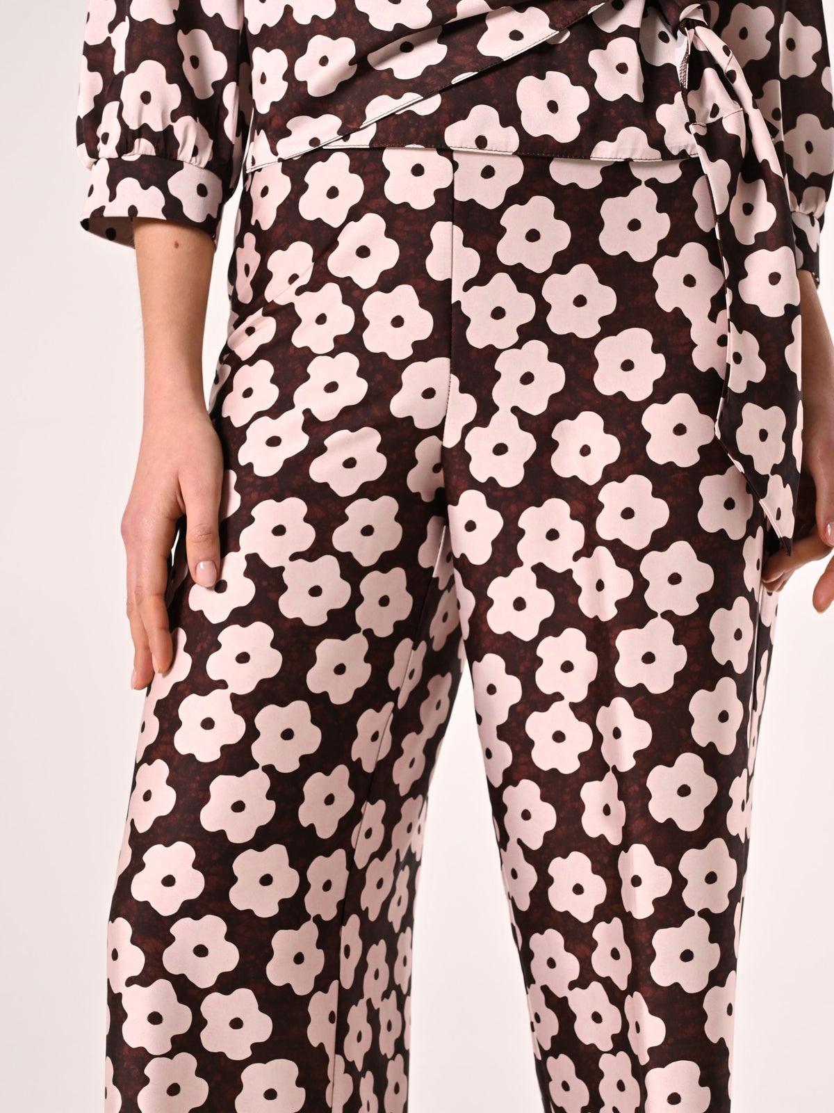 Pantaloni stampa Fiori Rosa & Cioccolato