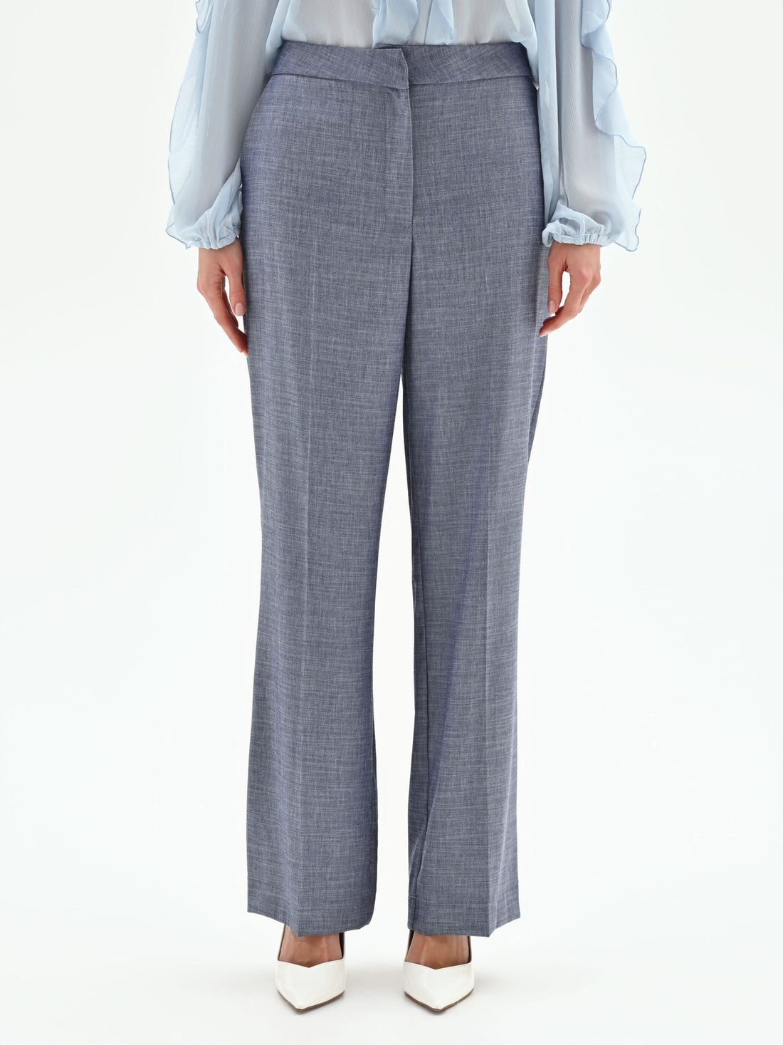 Pantalone a gamba ampia in chambray