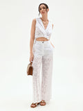 Pantalone bianco in sangallo di cotone