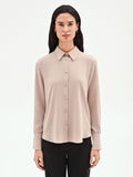 Camicia beige con bottoni ricoperti