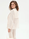 Giacca Bianca in Tessuto Fluido mano Crepe & Pizzo
