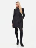 Cappotto in velour nero con collo in piedi