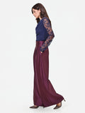Pantalone palazzo bordeaux in raso