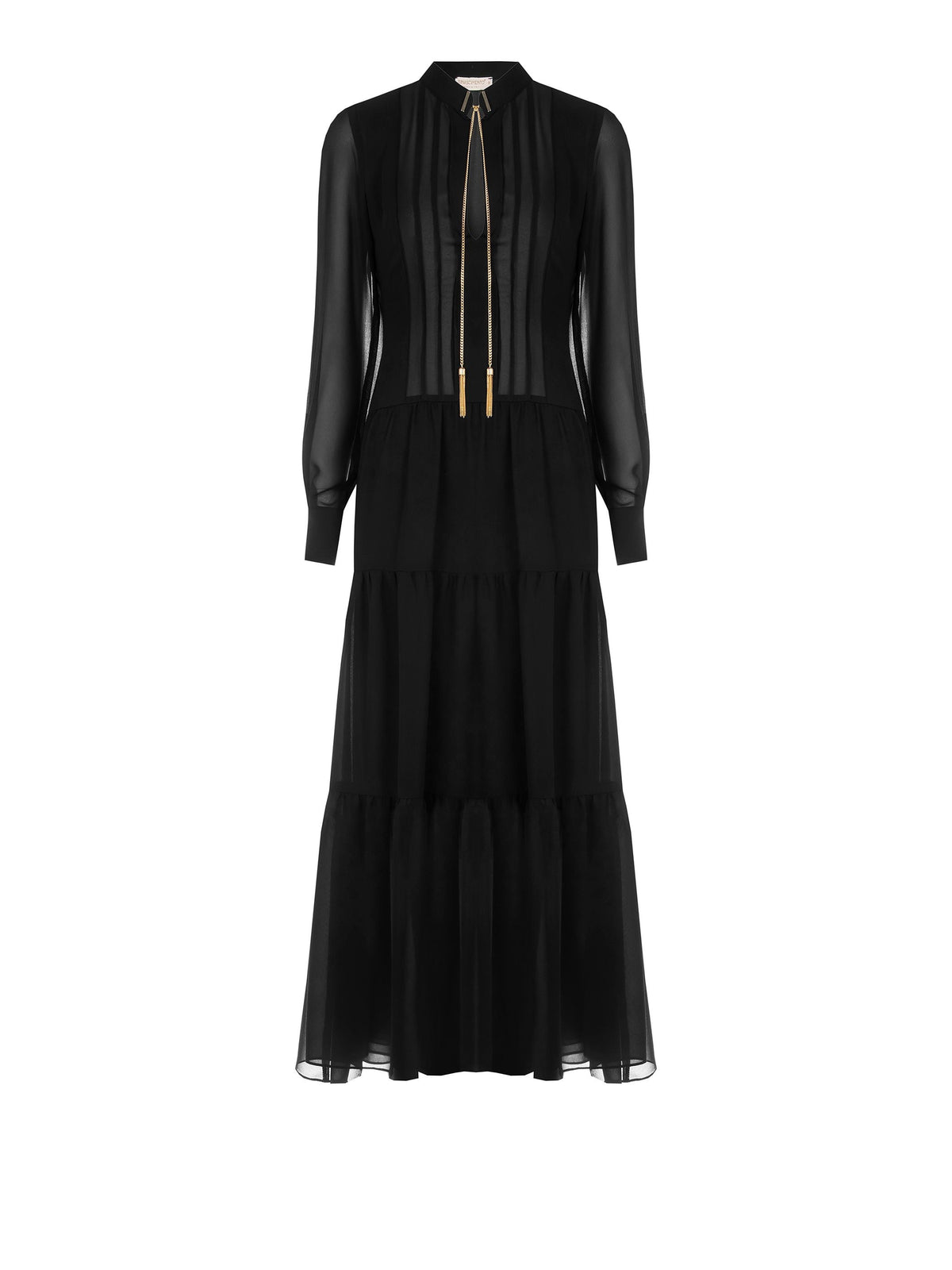 Maxi Abito in Crepe Georgette Nero