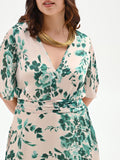 Abito Curvy lungo verde con stampa floreale