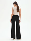 Pantalone a palazzo nero con piega stirata