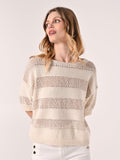 T-shirt in Maglia Traforata Beige