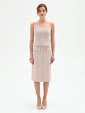 Top Studio beige a cuore con impunture