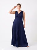 Abito lungo curvy blu navy in jersey glitter