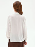 Camicia panna bianco con plastron plissé