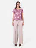 Blusa rosa antico con stampa floreale