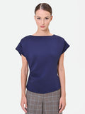 T-shirt blu navy con drappeggio asimmetrico