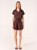Shorts Marrone Cioccolato in Lino Cotone