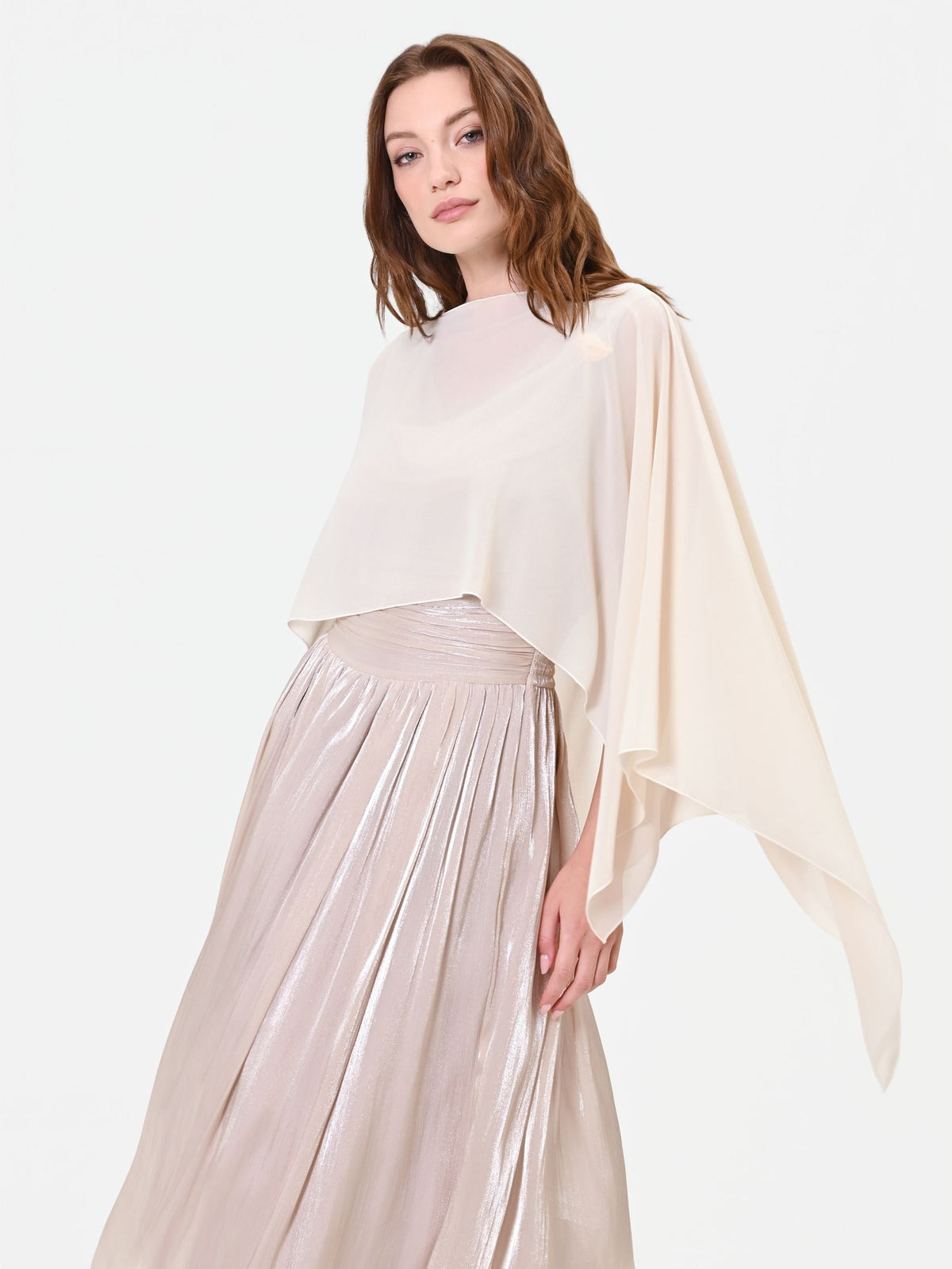 Cappa foulard in georgette beige chiaro