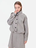Capospalla blouson pied de poule tortora e beige