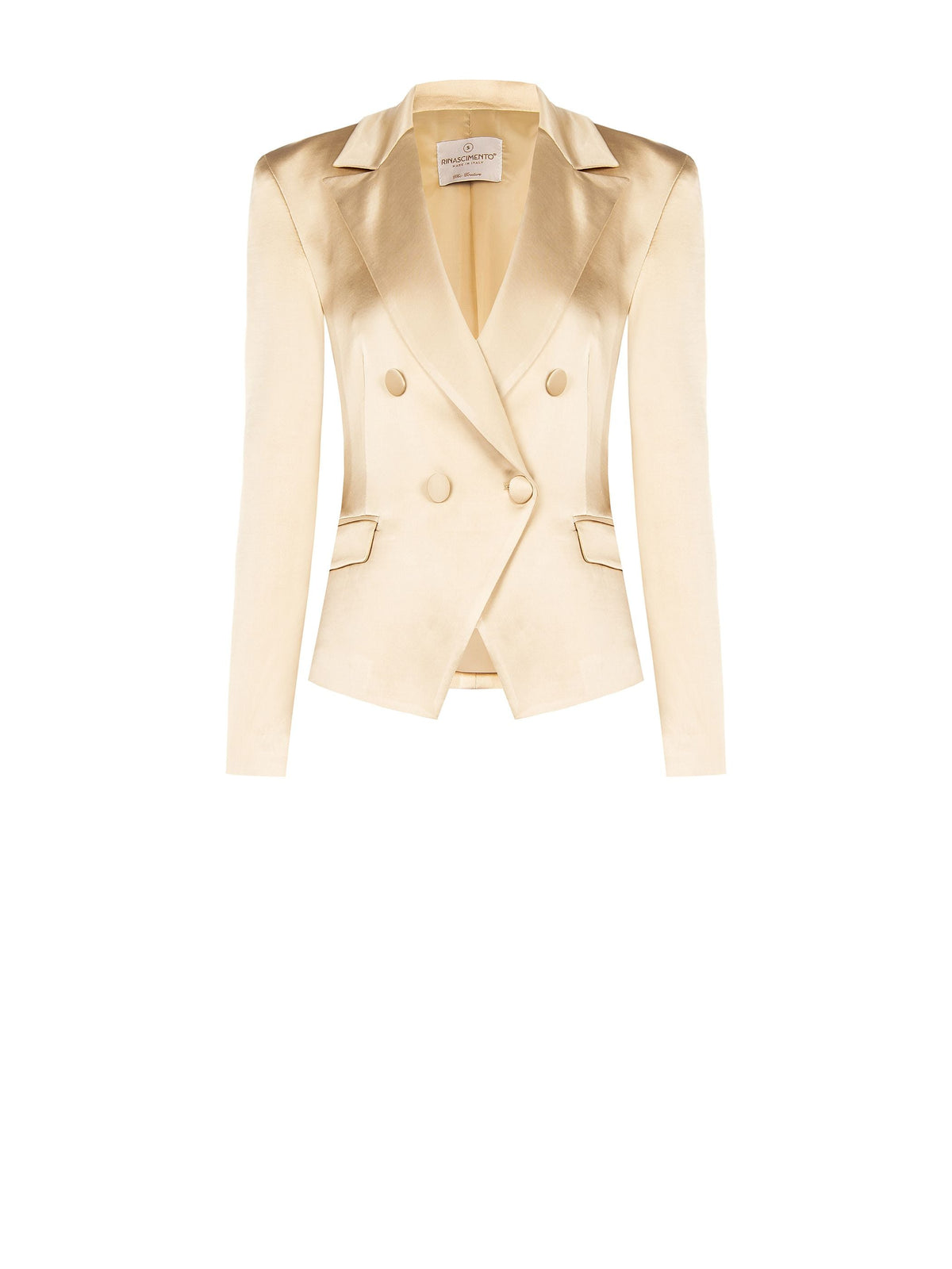 Giacca in Raso di Viscosa Beige Scuro