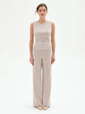 Top in Tweed Beige con Cintura
