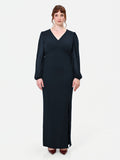 Abito Curvy lungo blu navy con maniche velate