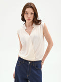 Top panna bianco in tweed stile gilet