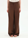Pantalone cioccolato a palazzo con pinces