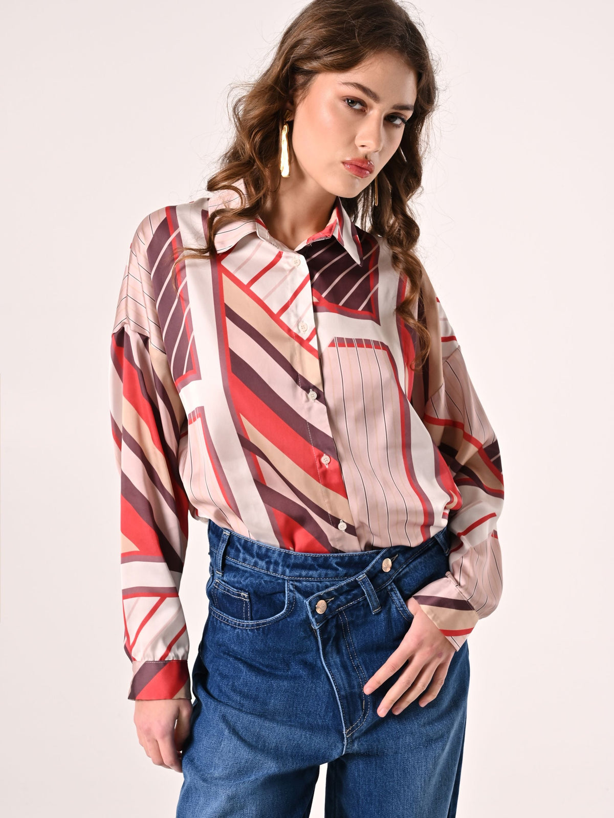 Camicia stampa Geometrica variante Ruggine