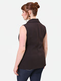 Gilet Curvy in tessuto tecnico marrone moro con revers