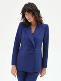 Giacca Studio blu indaco con drappeggio laterale