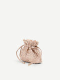 Borsa a sacca rosa con paillettes