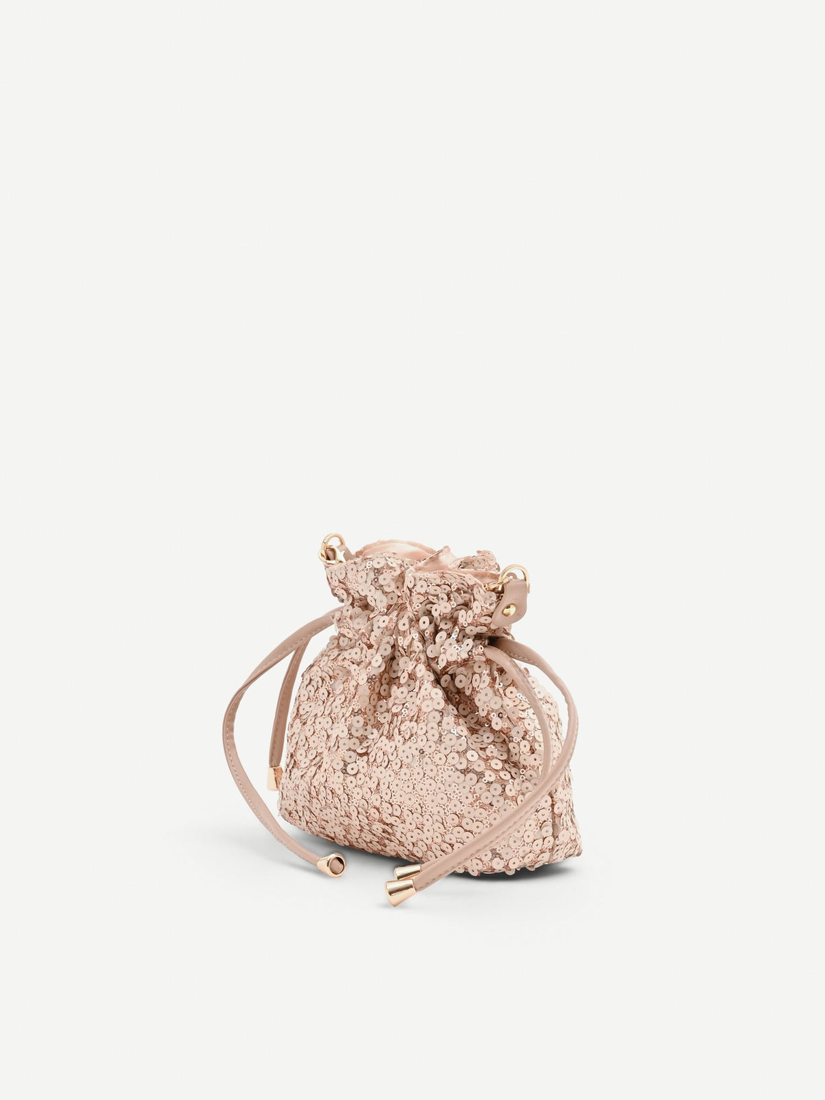 Borsa a sacca rosa con paillettes