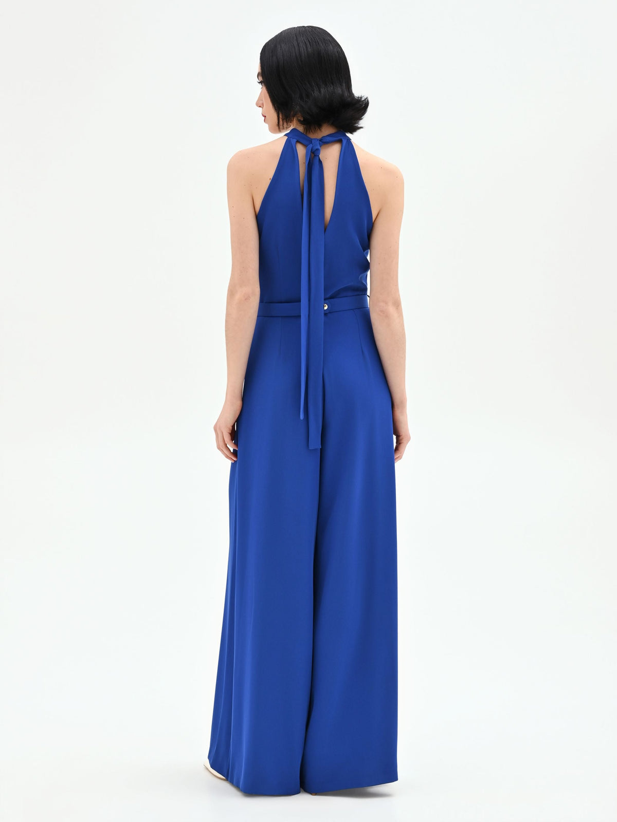 Tuta elegante blu Cina con pantalone a palazzo