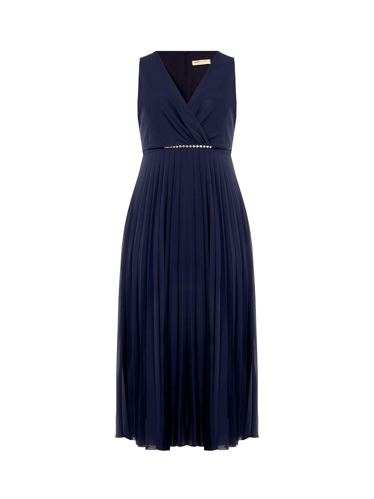Abito Curvy plissé blu navy con scollo incrociato