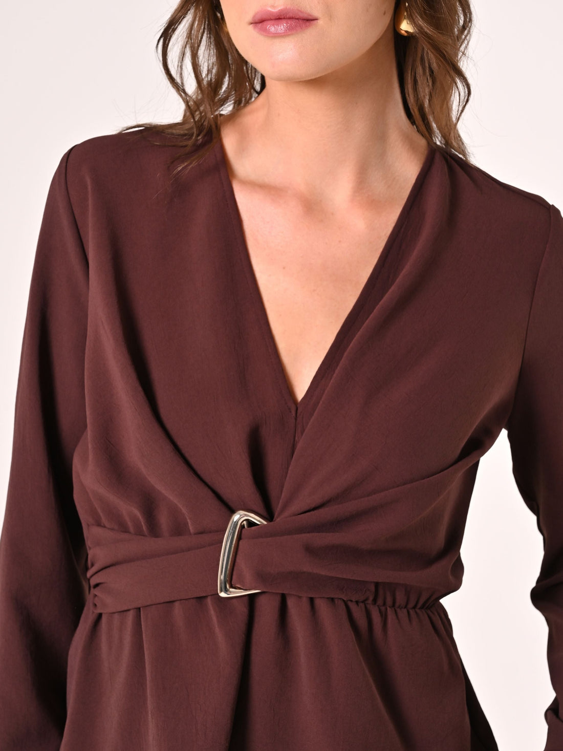 Blusa Marrone Cioccolato effetto Goffrato