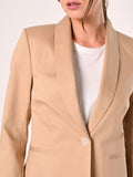Giacca Beige Scuro in Cotone con Impunture a Contrasto