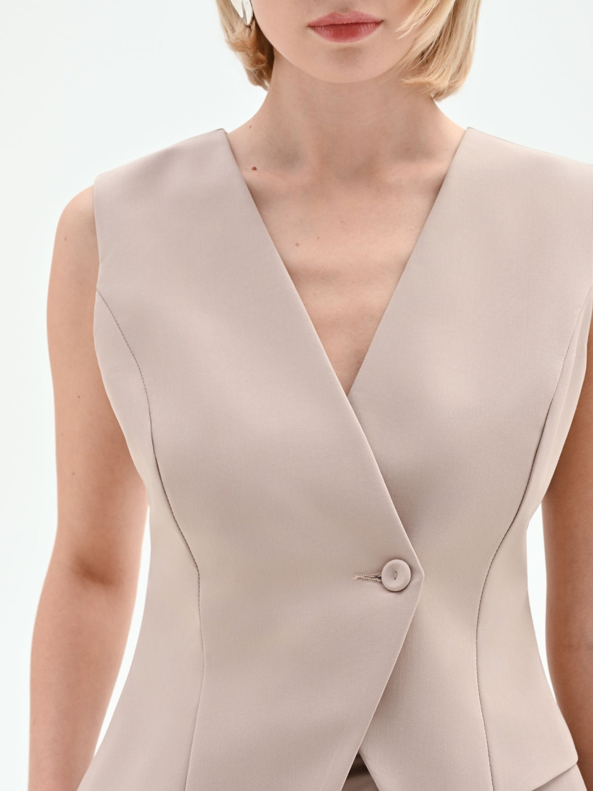 Gilet asimmetrico tortora beige