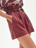 Pantalone corto rosso a vita alta