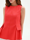 Top rosso in cotone con baschina