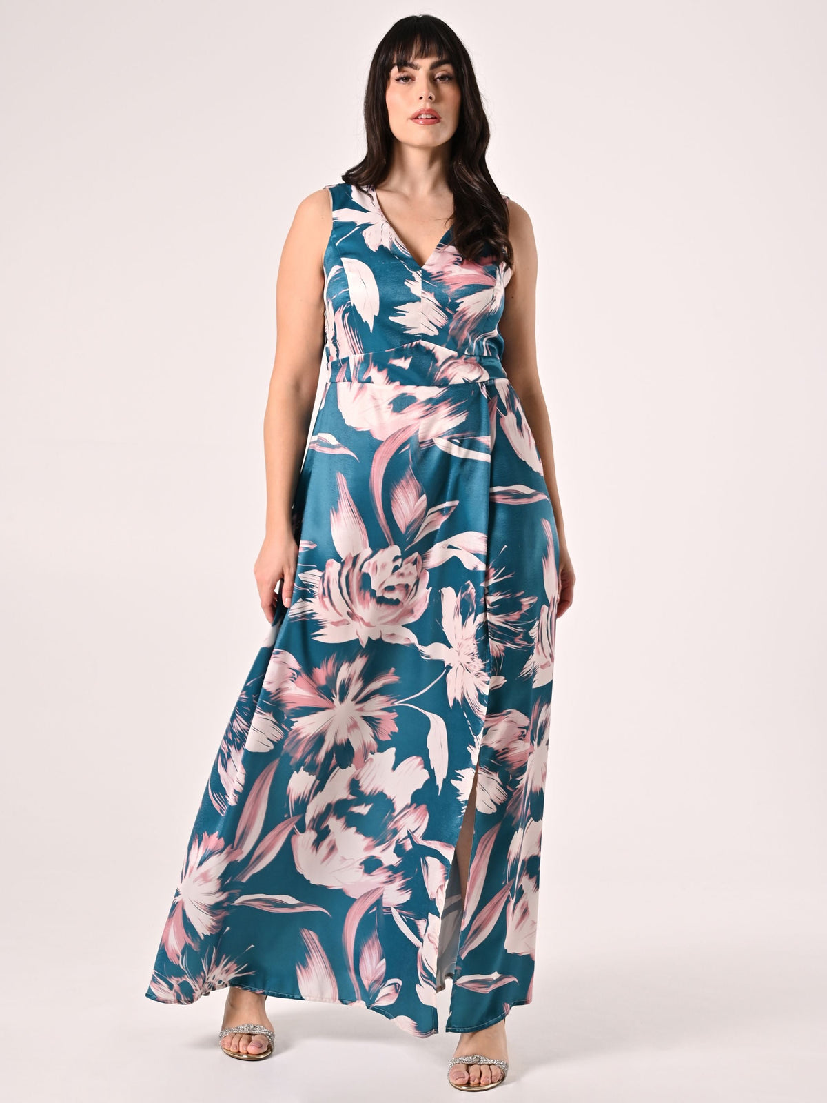 Abito Lungo Curvy stampa Floreale