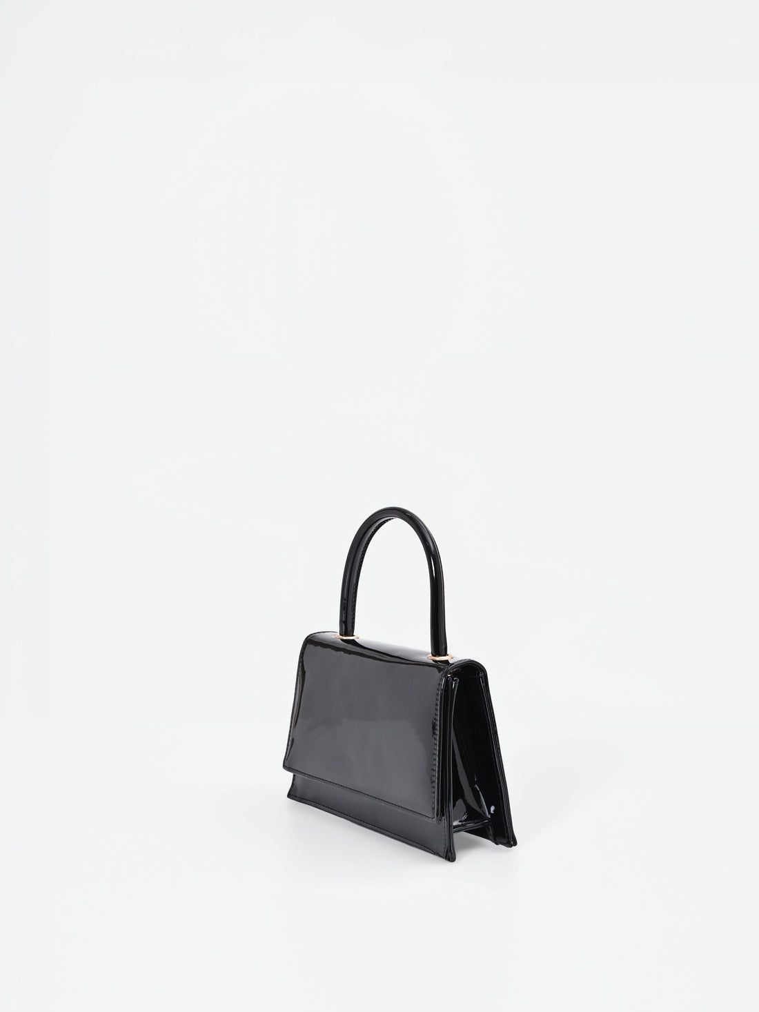 Borsa a mano nera effetto vernice lucida