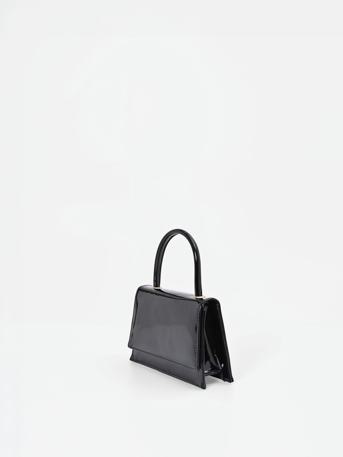 Borsa a mano nera effetto vernice lucida