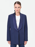 Giacca blu navy con collo a scialle