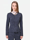 Giacca blu navy sciancrata con zip