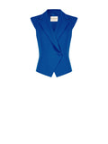 Gilet Studio blu indaco con chiusura asimmetrica
