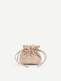 Borsa a sacca rosa con paillettes
