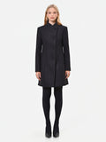 Cappotto in velour nero con collo in piedi